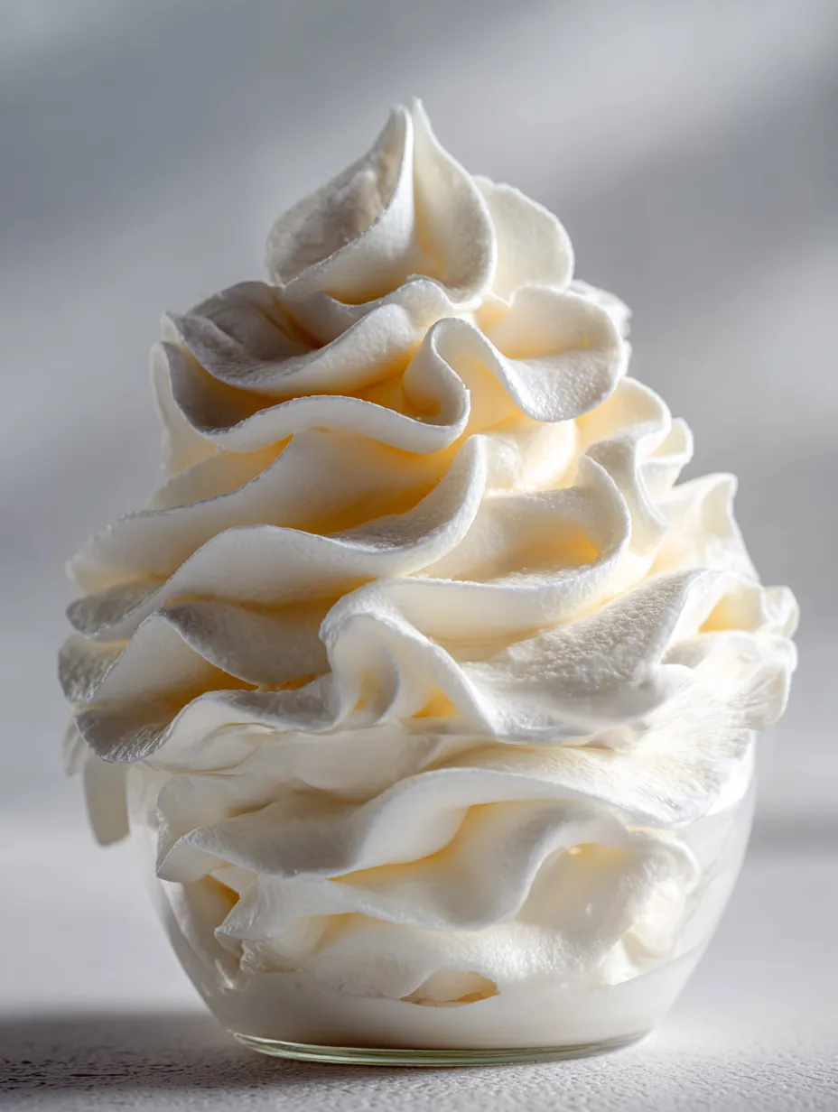 A cup filled with white whipped topping.