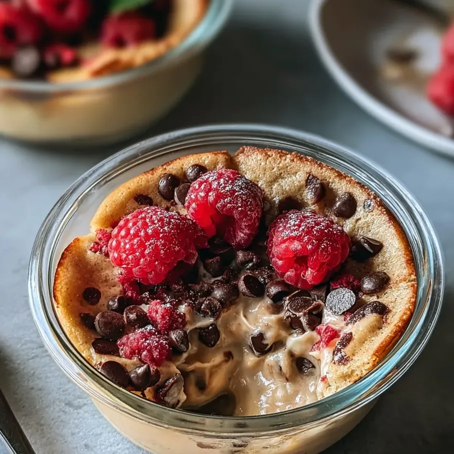 A bowl with raspberries and chocolate chips on top.
