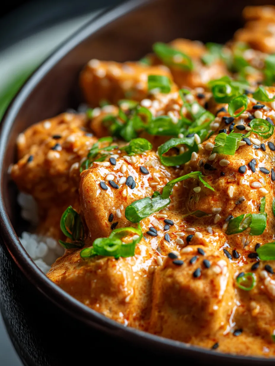 Bowl of chicken bites with black sesame sprinkled on top.