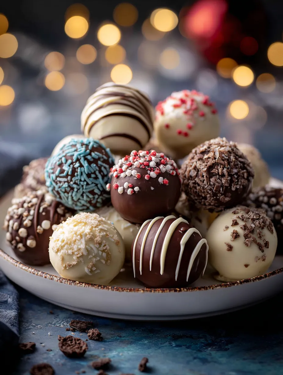 A plate of chocolate and white candy.