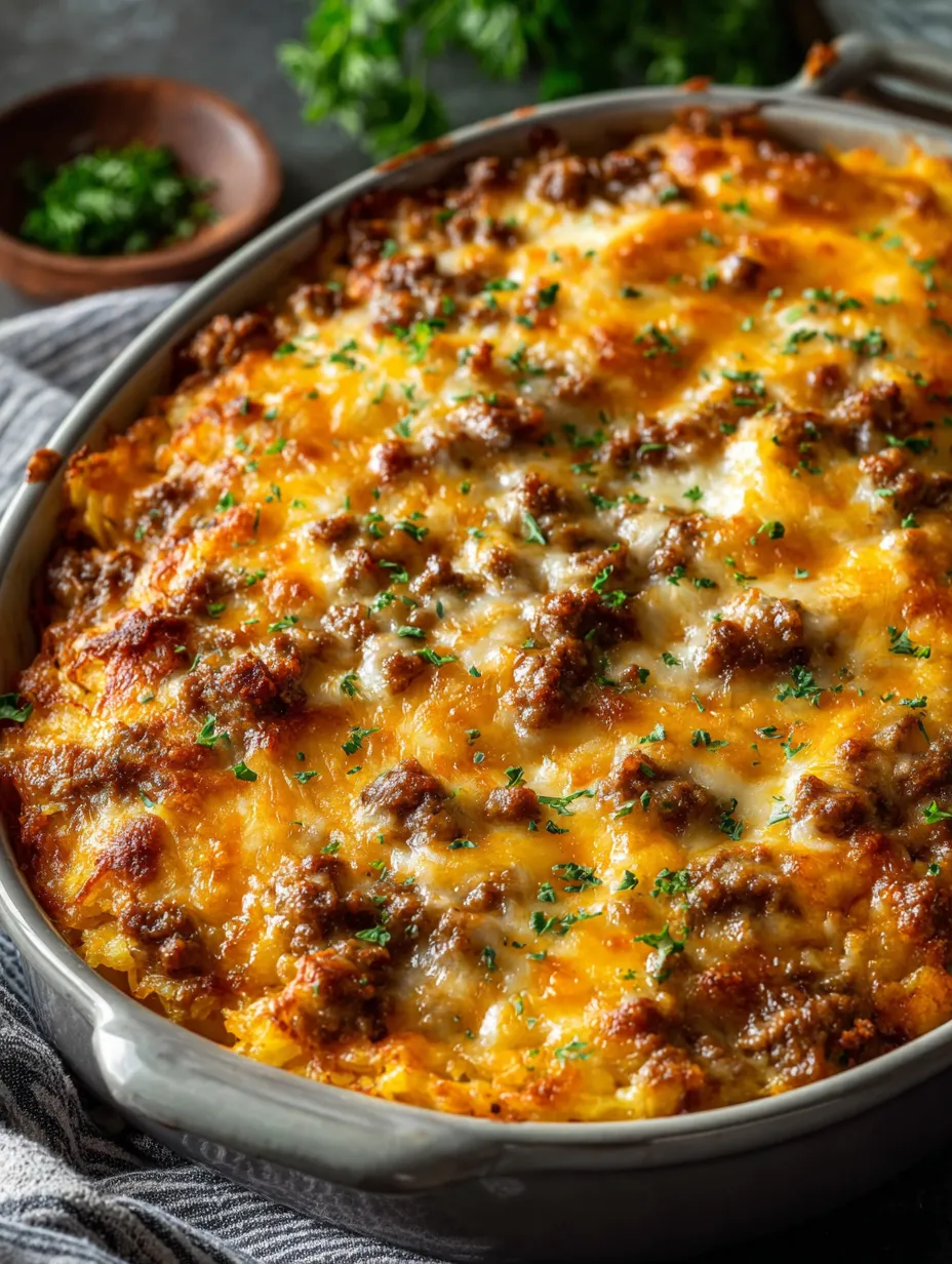 A casserole dish filled with meat and cheese.