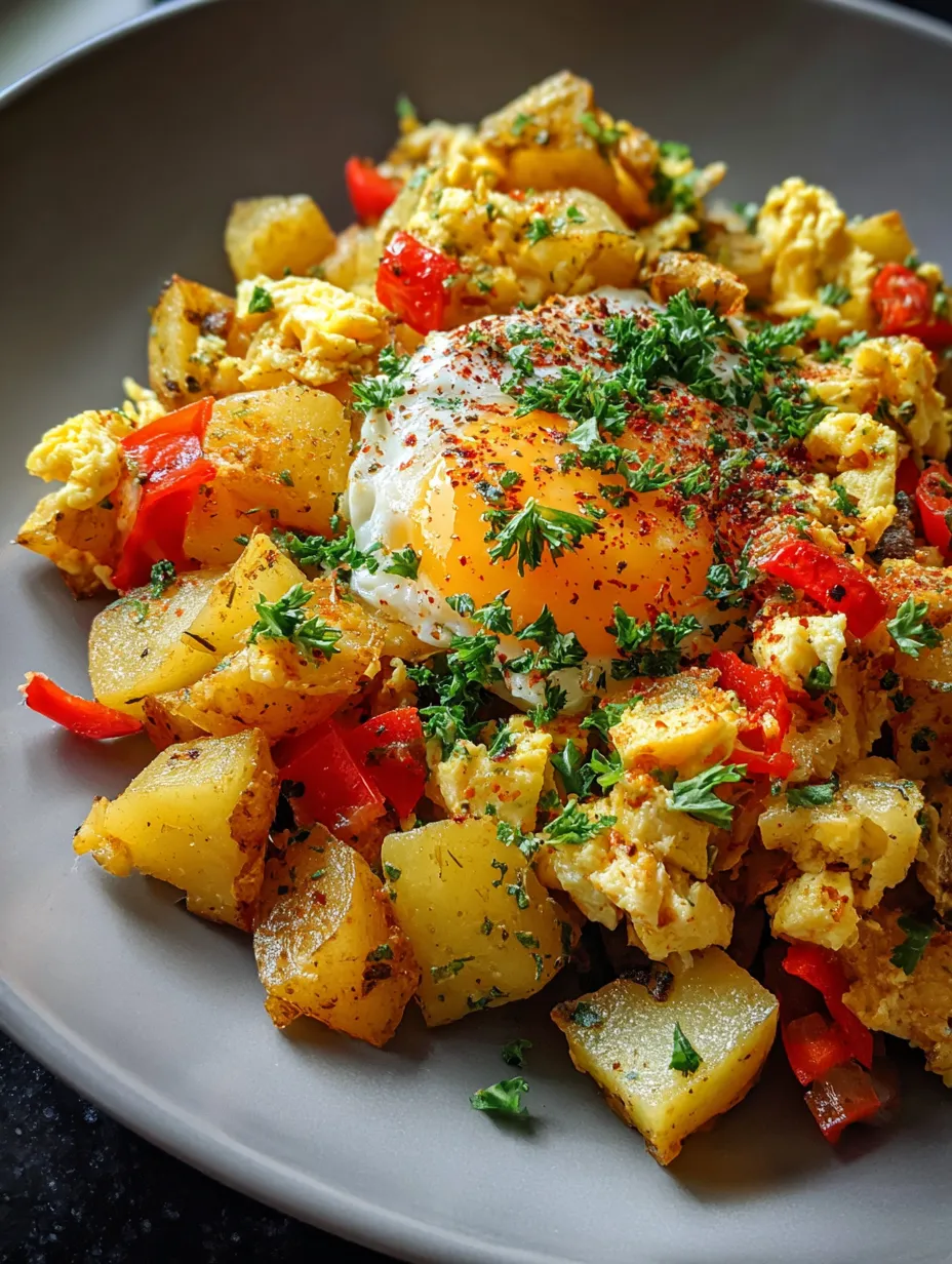 A plate of food with a fried egg on top.