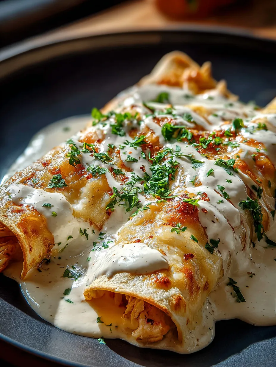 A plate of food with a white sauce.
