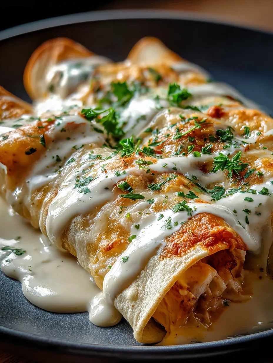 A plate of food with a white sauce on it.