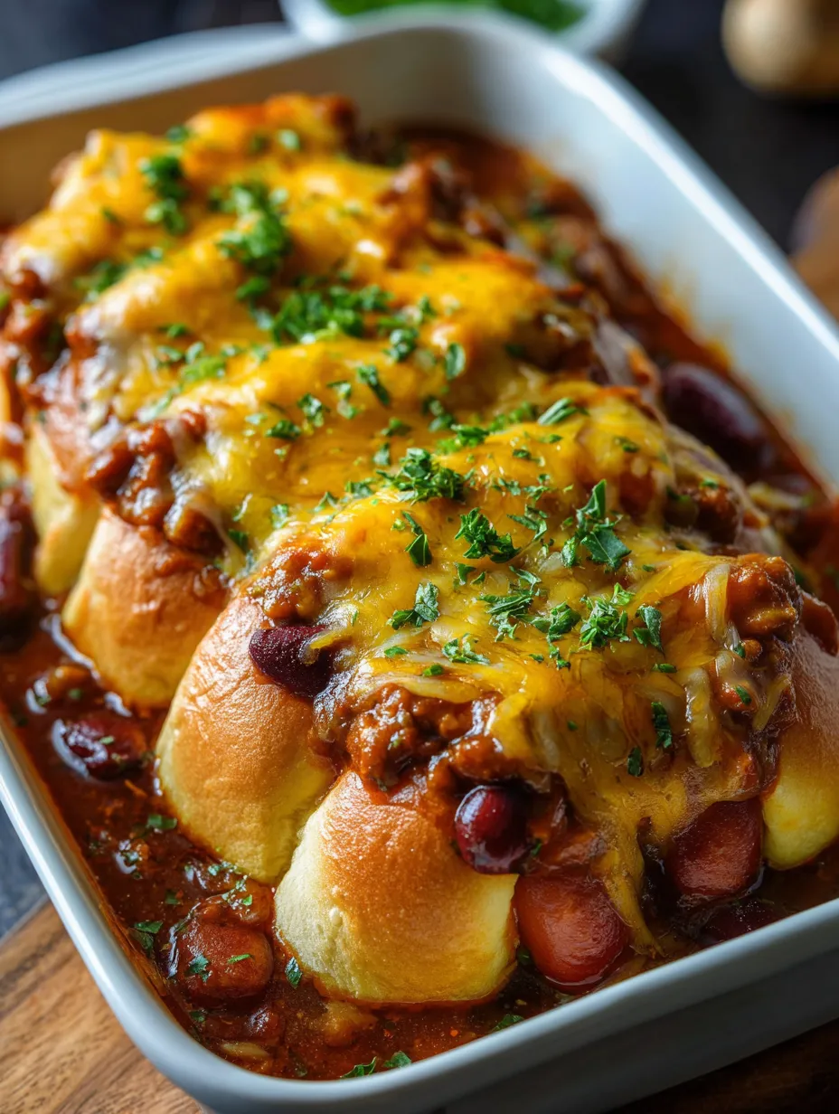 A white bowl with a chili cheese dog in it.