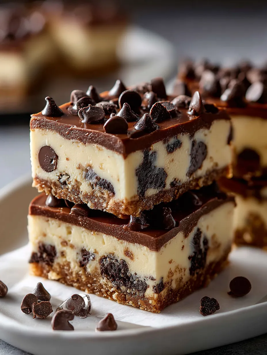 A square of chocolate cake with chocolate chips.