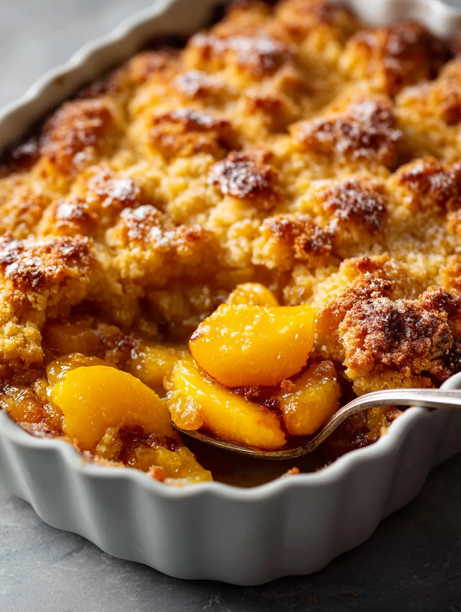 A fork is stuck in a bowl of sweet peaches.