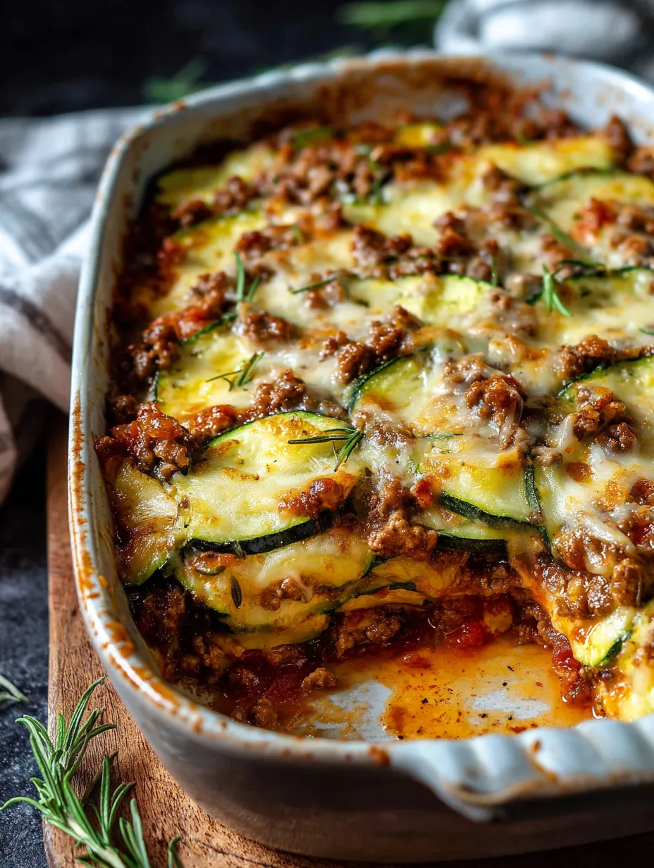 A pan of food with zucchini and meat.
