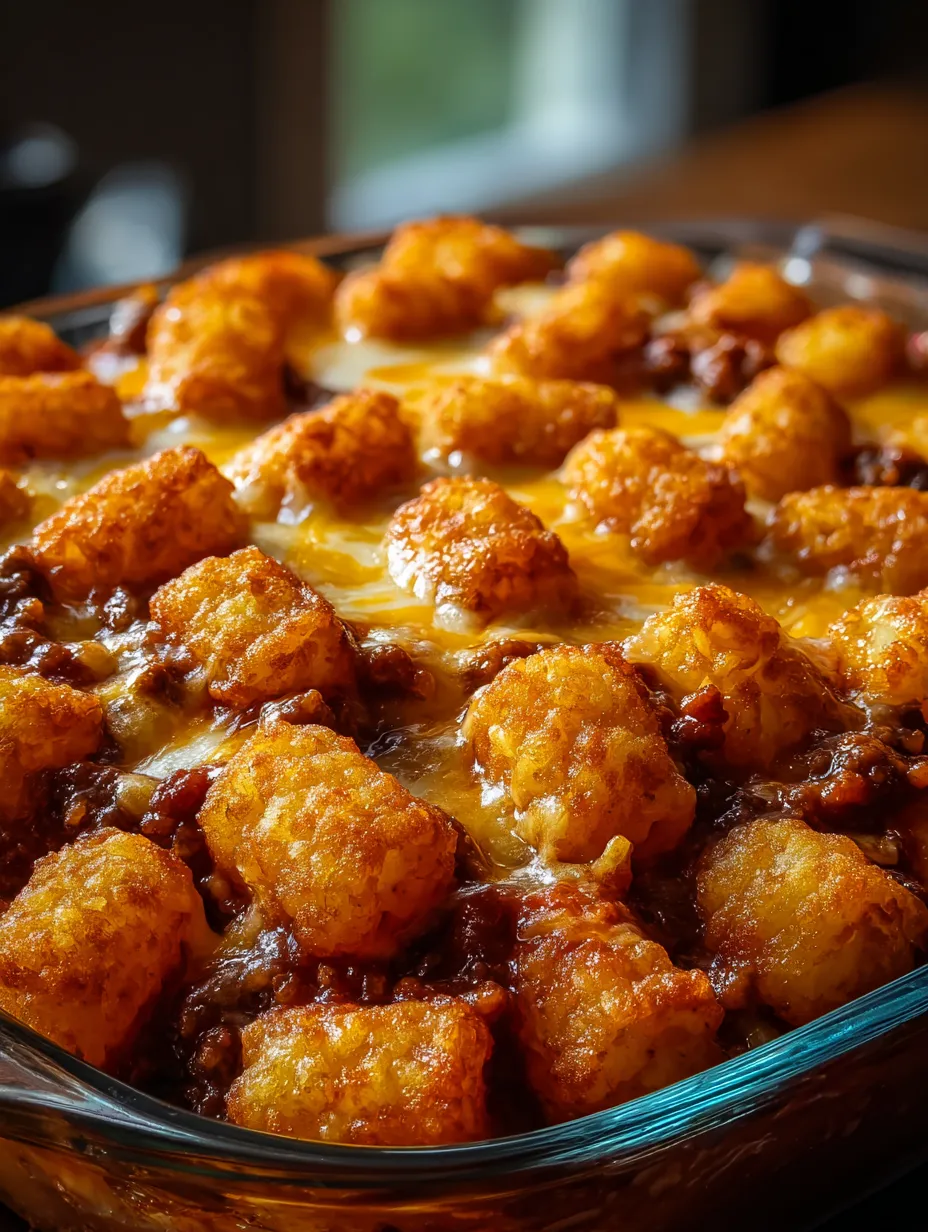 A dish of tater tots with cheese.