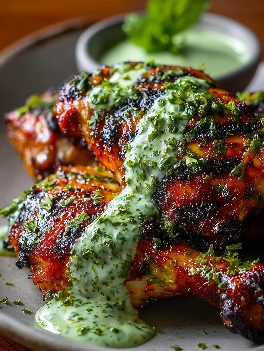 Chicken with sauce on it.