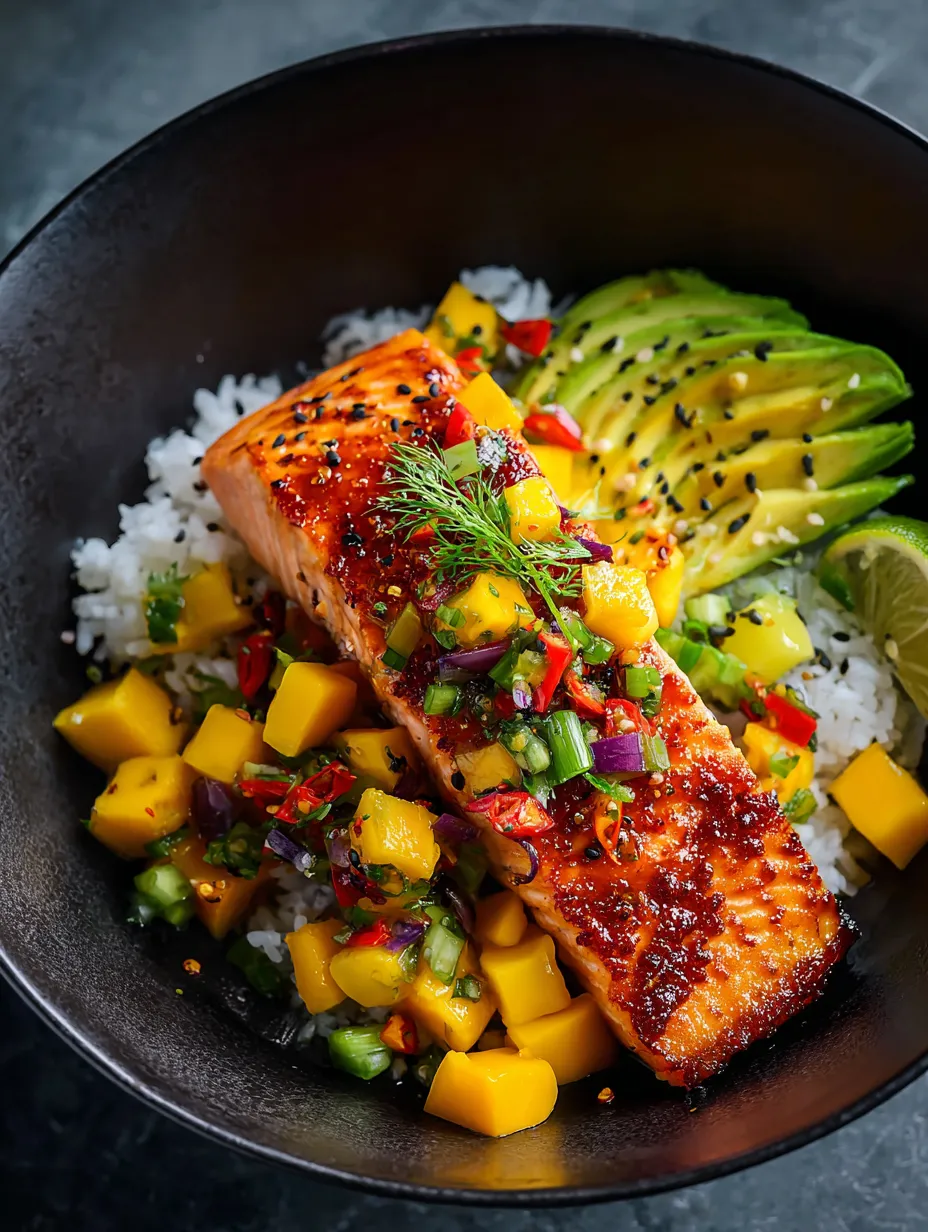 A bowl of food with fish and vegetables.