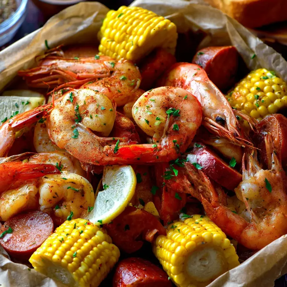 A plate loaded with corn and shrimp.