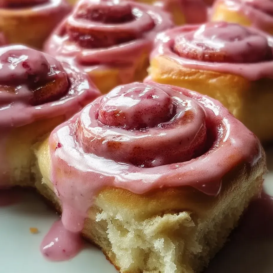 A sweet roll with swirled pink and purple frosting.