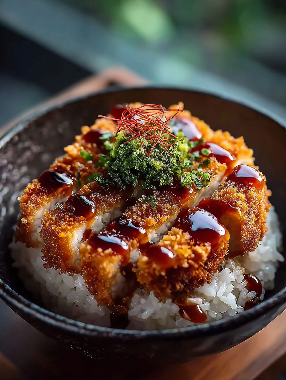 A bowl of food with a piece of meat and sauce.