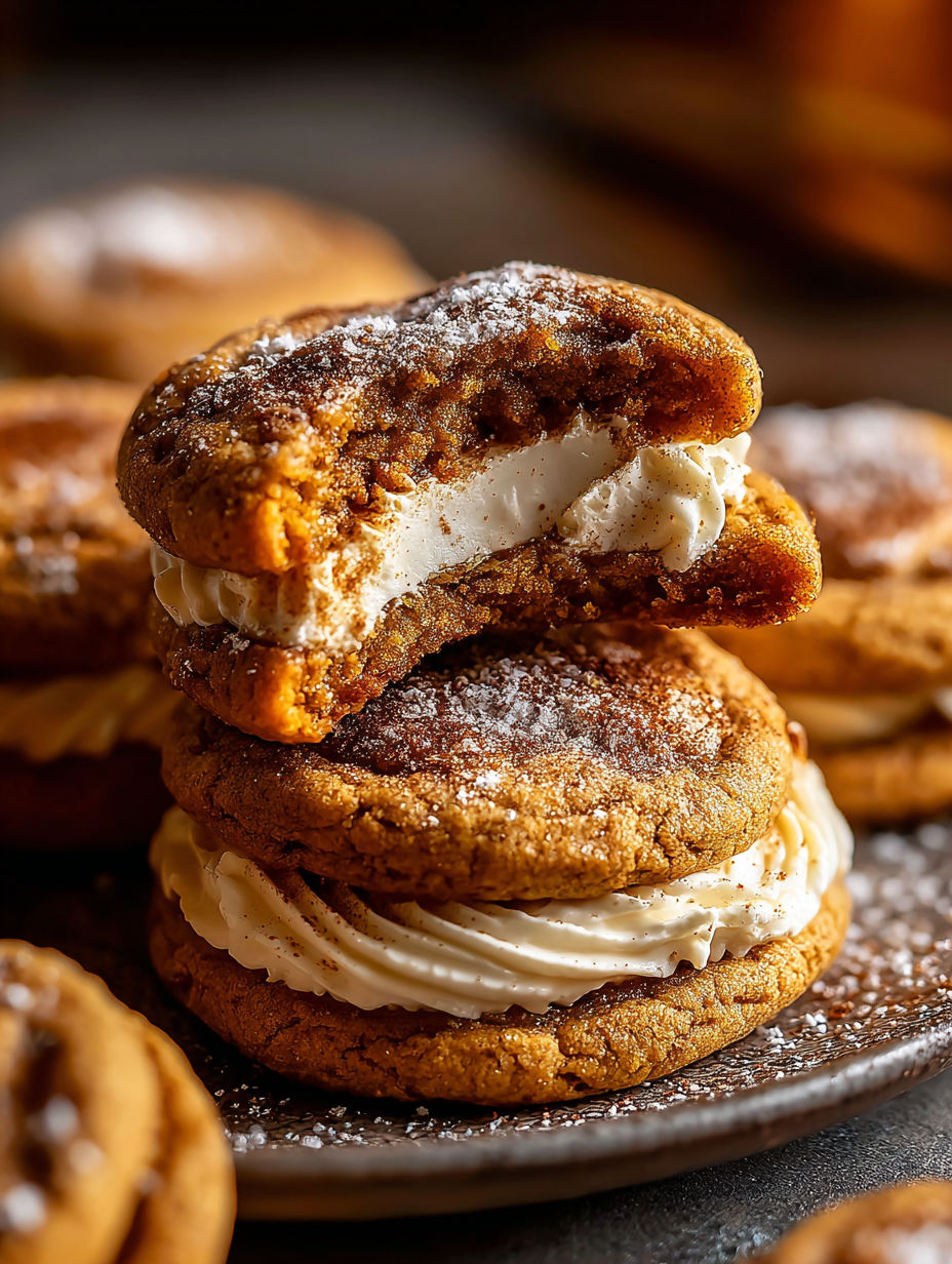 Plate with pumpkin cheesecake cookies.