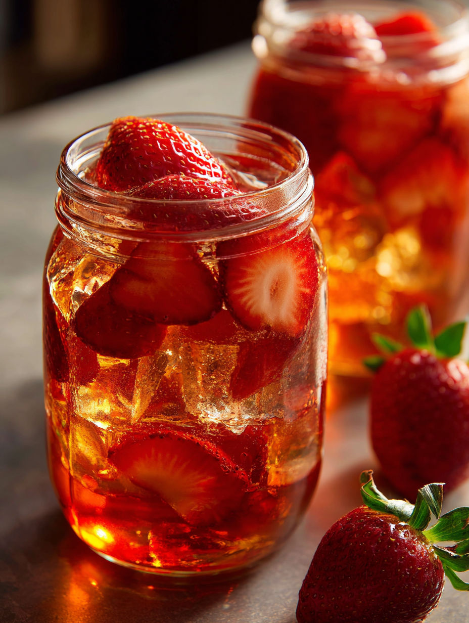 A glass of Southern strawberry sweet tea.