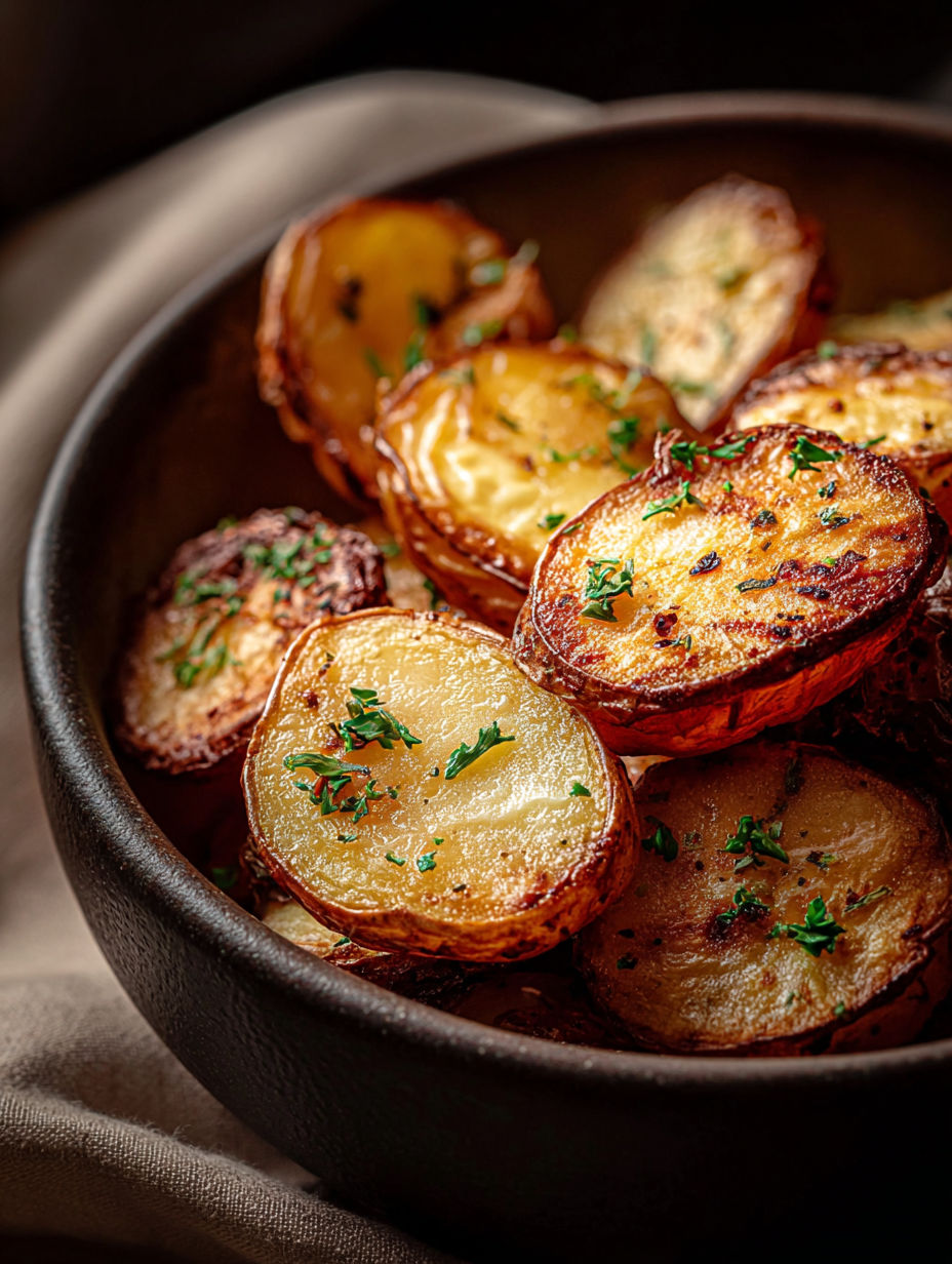 A bowl filled with air fryer potato slices.