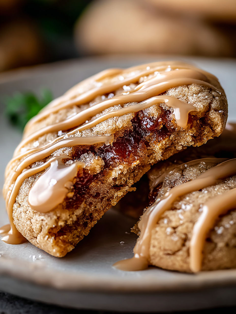 Two brown sugar maple cookies with icing.