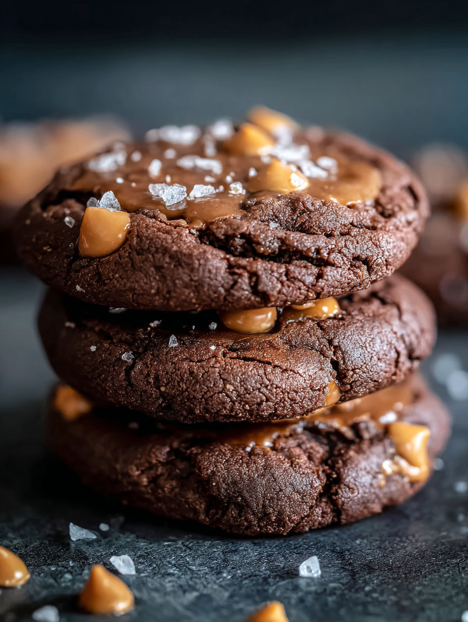 Salted double chocolate peanut butter cookies.