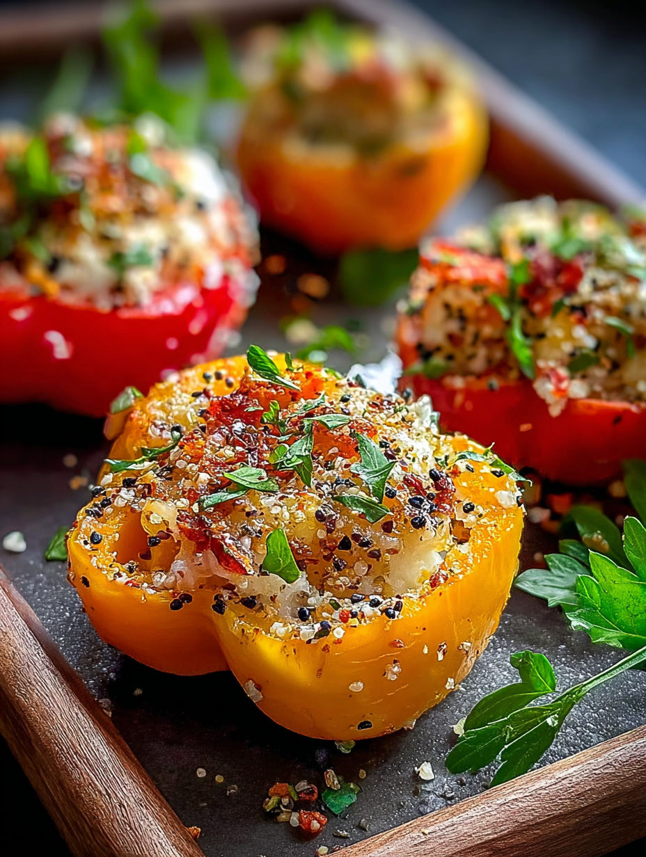 A plate of stuffed mini peppers.