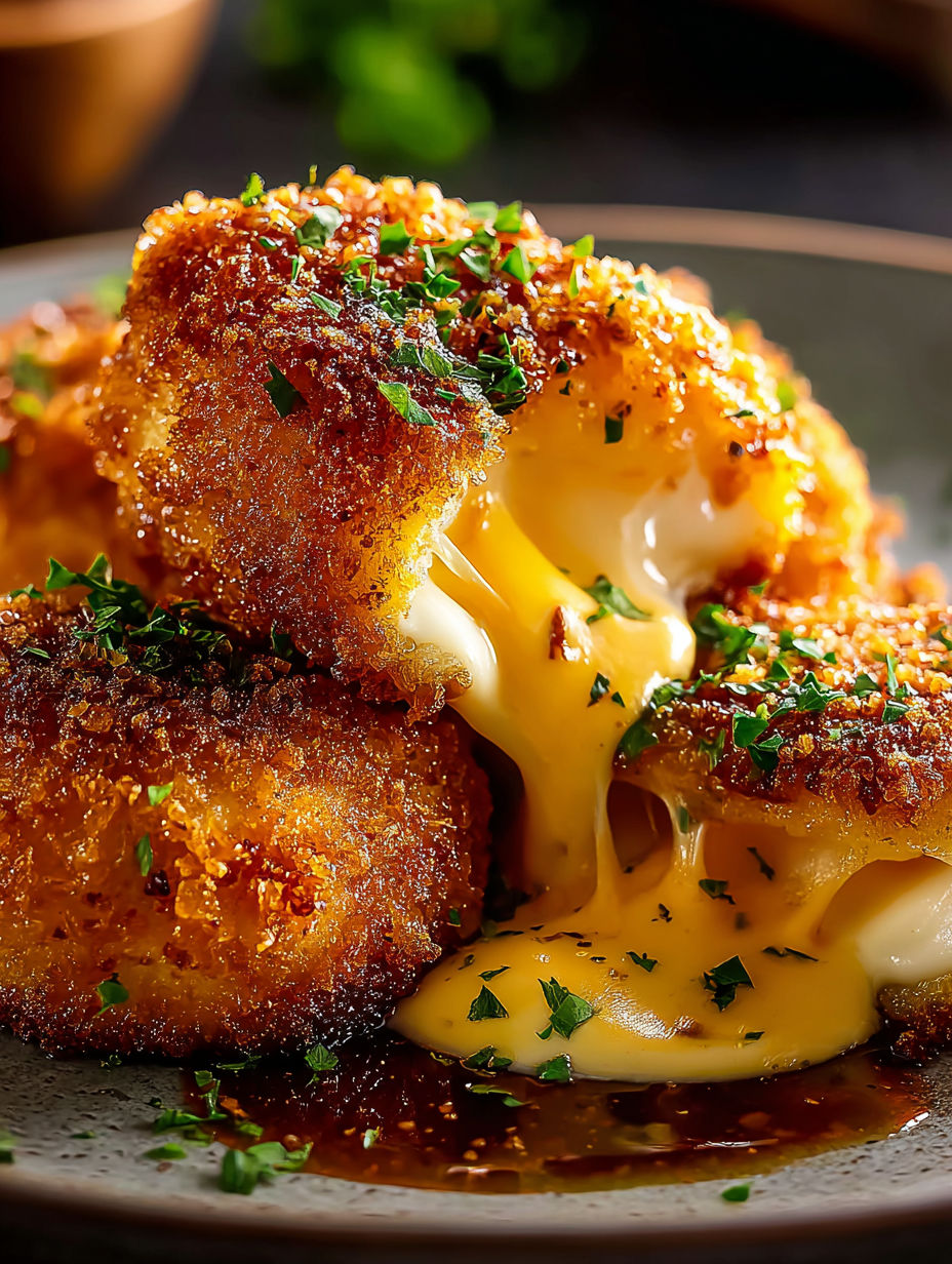 Crunchy cheddar chicken with melted cheese.