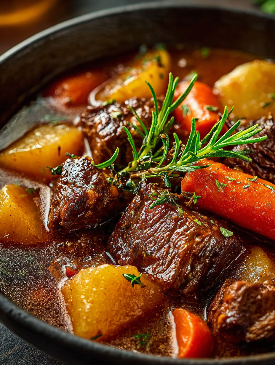A bowl of meat and vegetables.