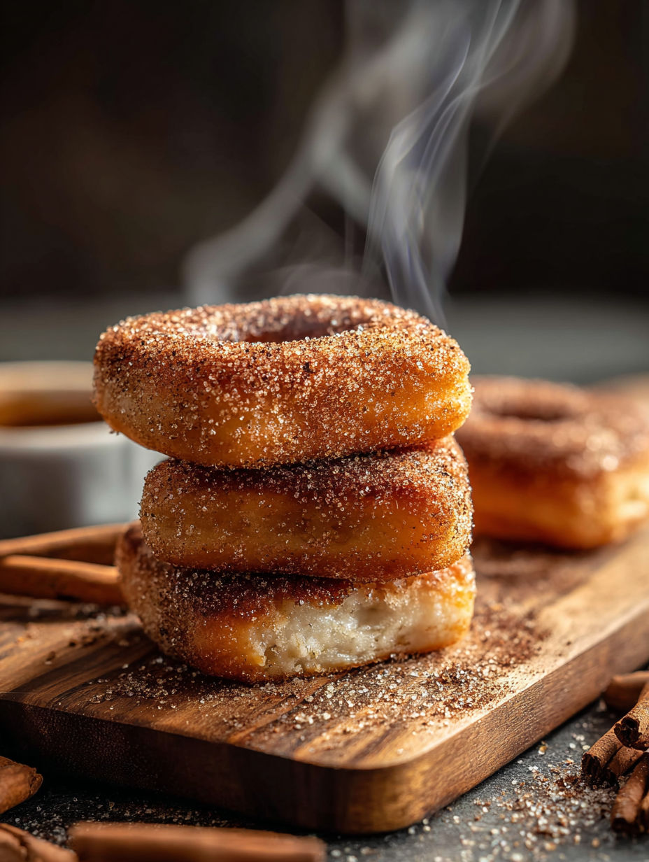 A stack of cinnamon sugar donuts.