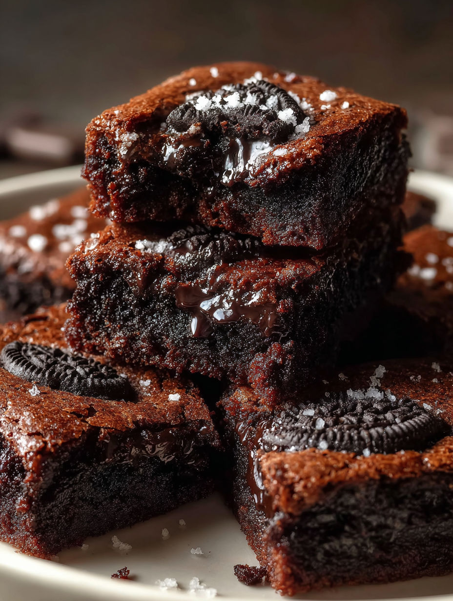 Plate with Oreo brownie cookies.