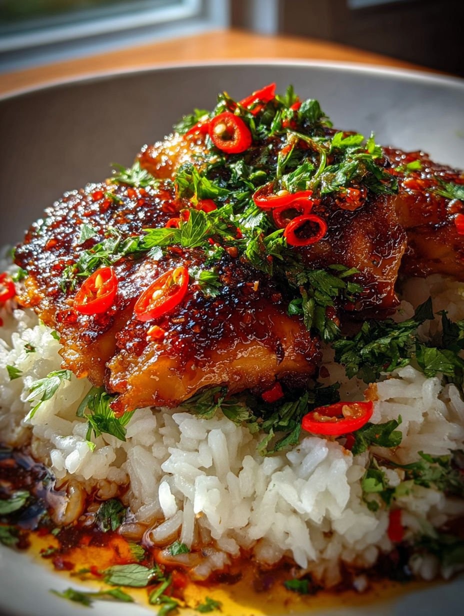 Spicy Maple Chicken Coconut Rice.