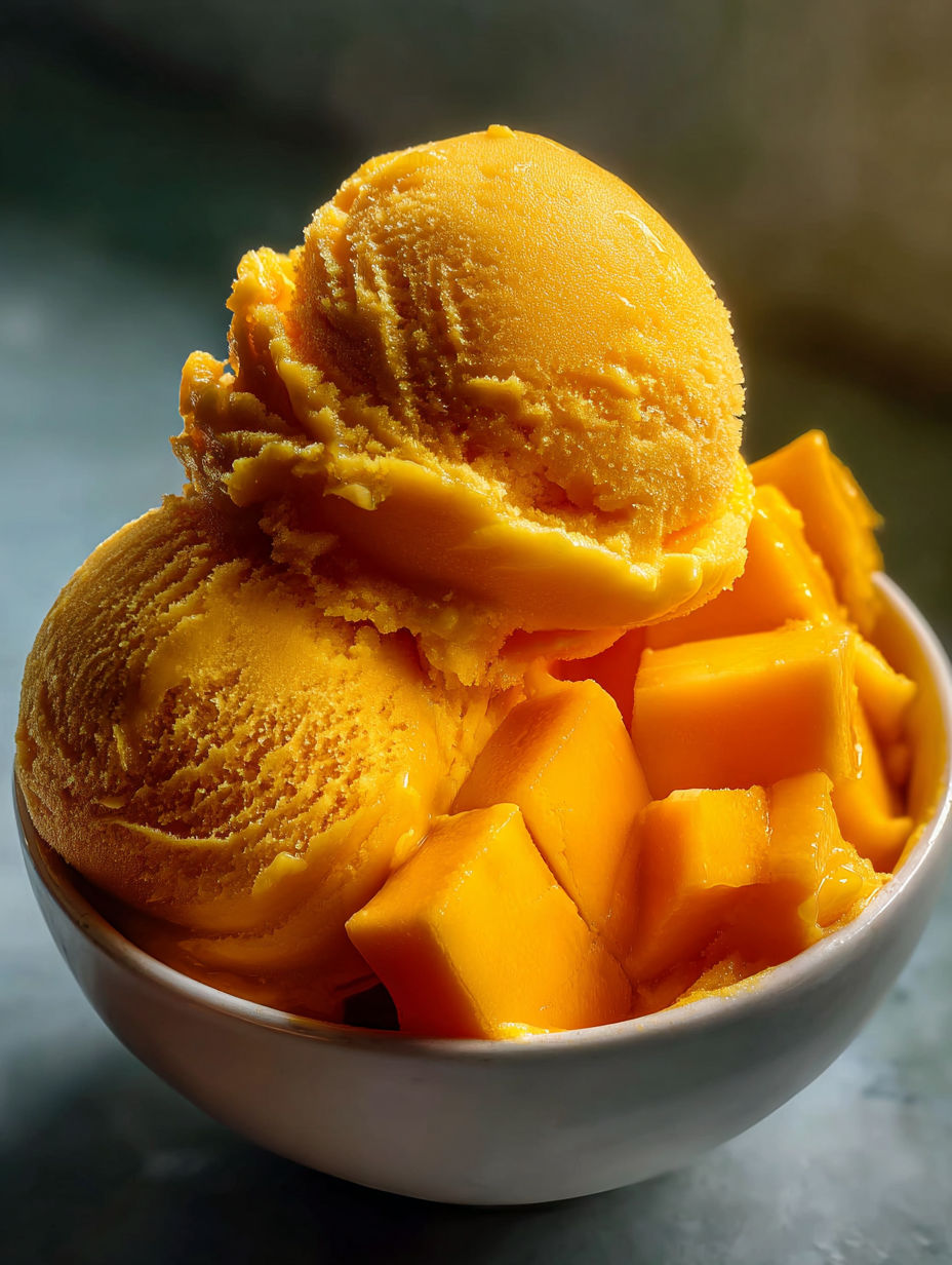 A bowl of mango sorbet.