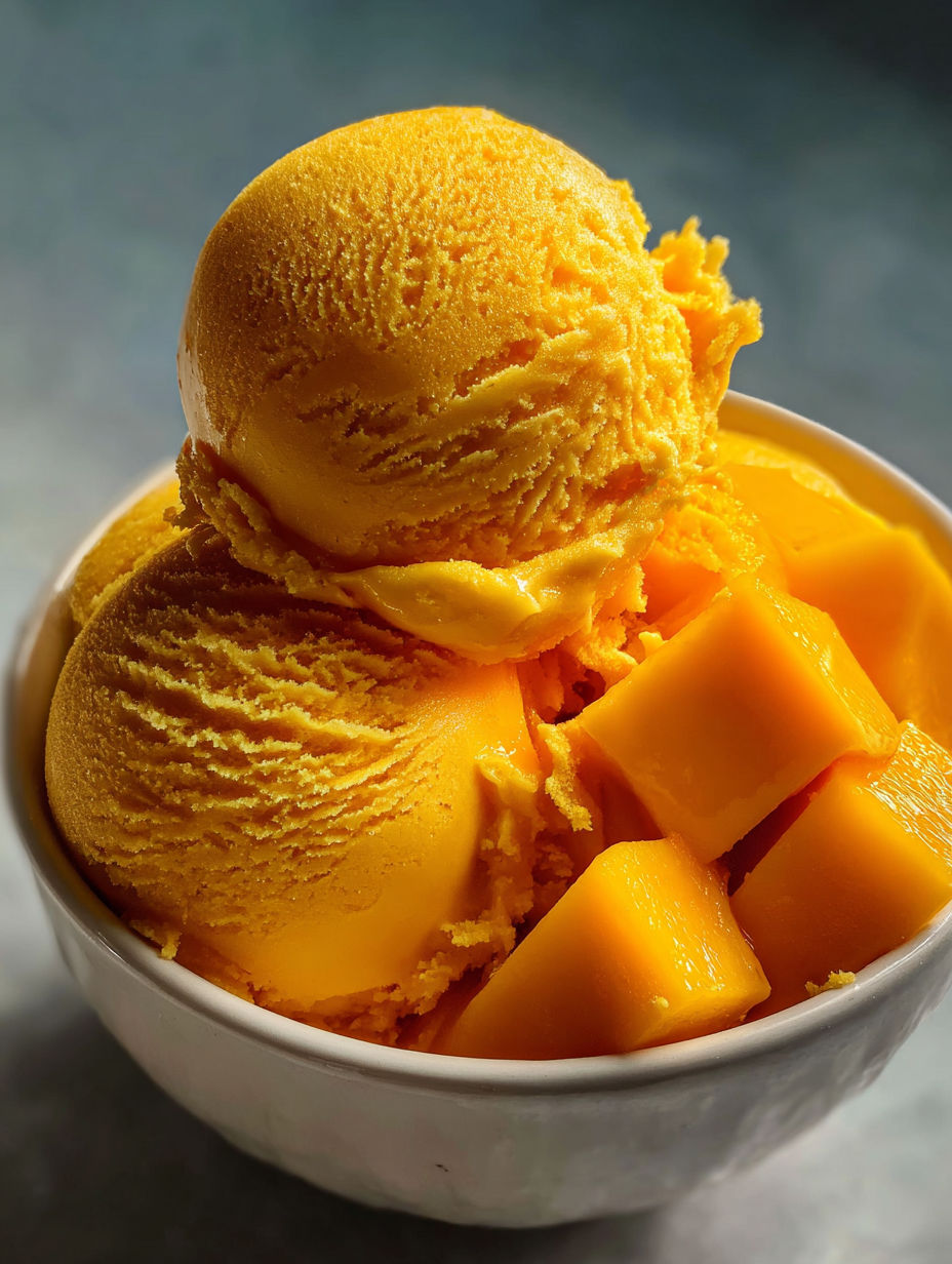 A bowl of mango sorbet.