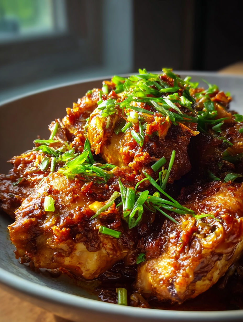 A plate of slow cooker brown sugar garlic chicken.