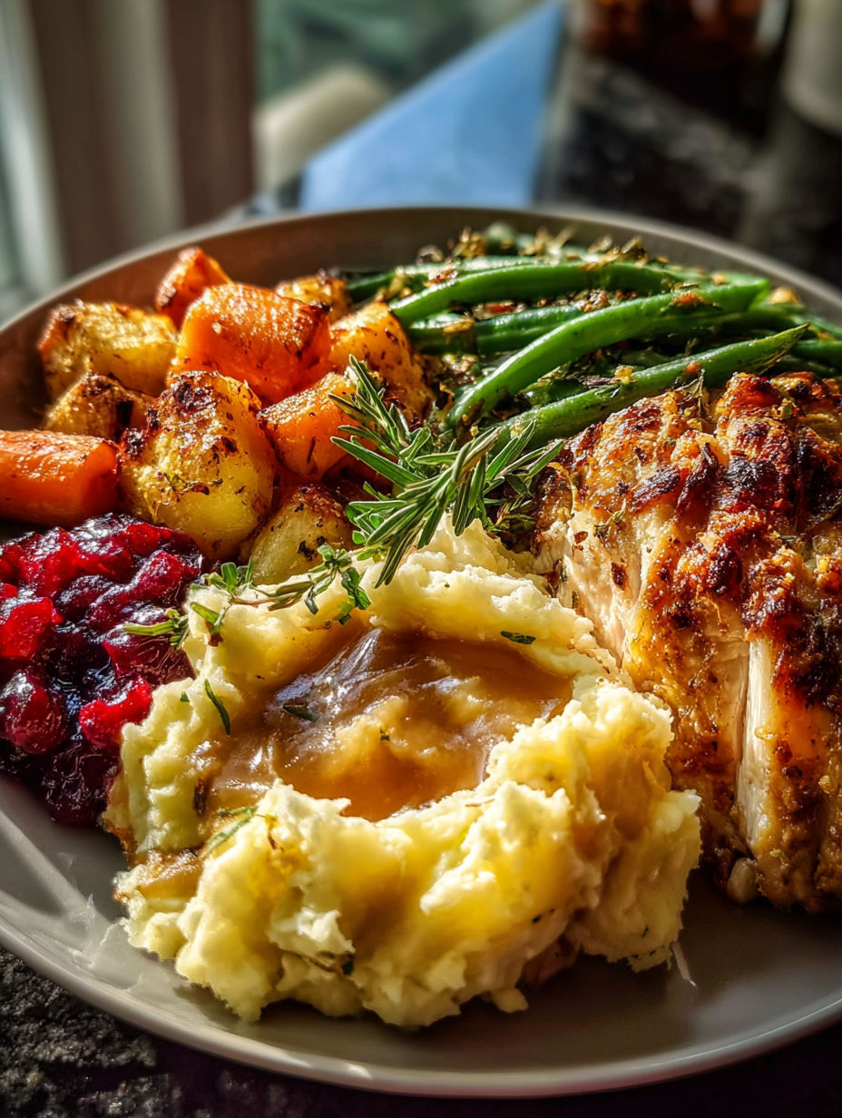 Dish featuring turkey with potatoes.