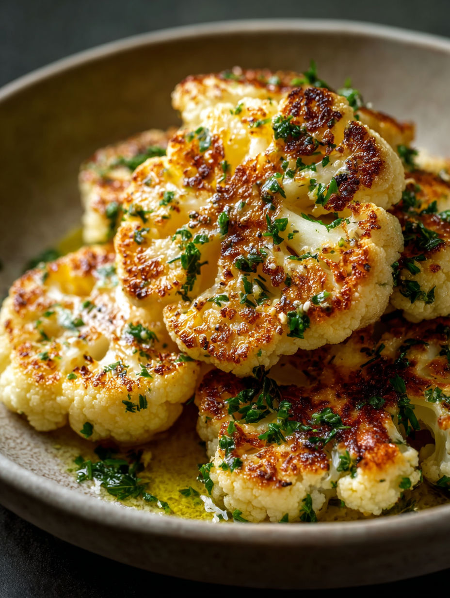A bowl of cauliflower steaks.