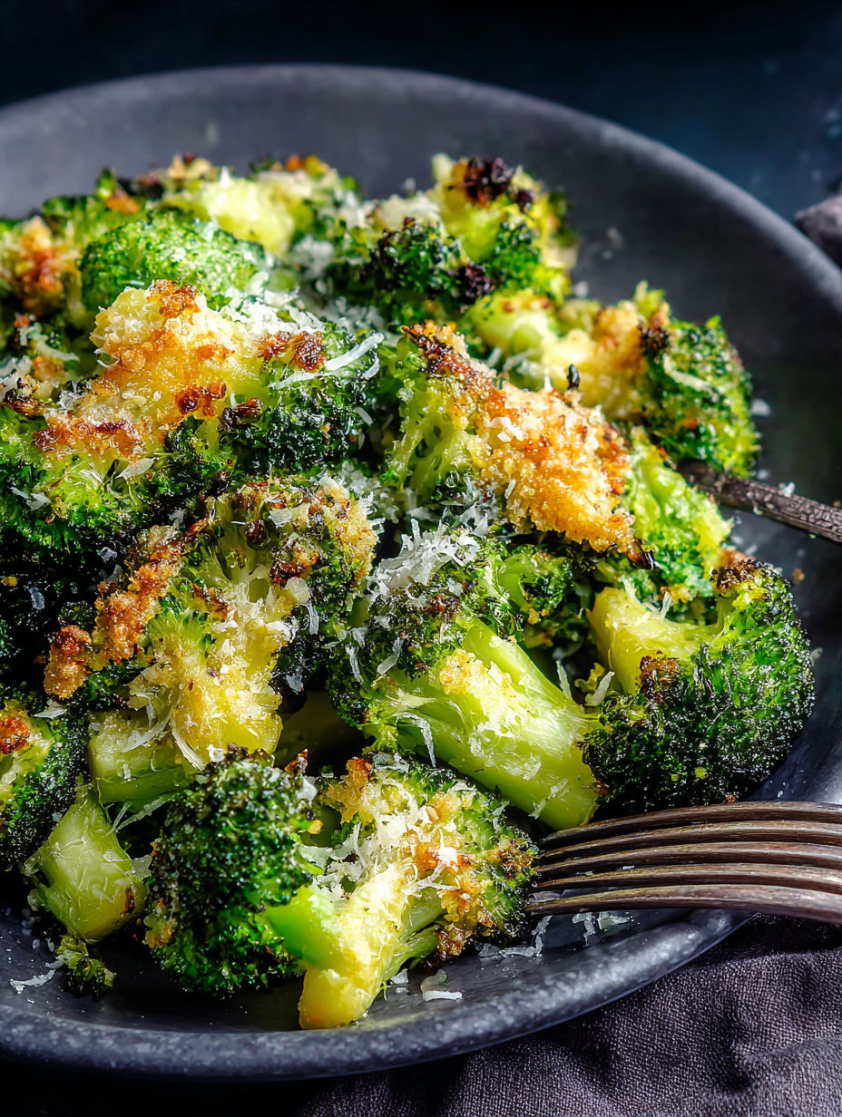 A plate of smashed broccoli with cheese.