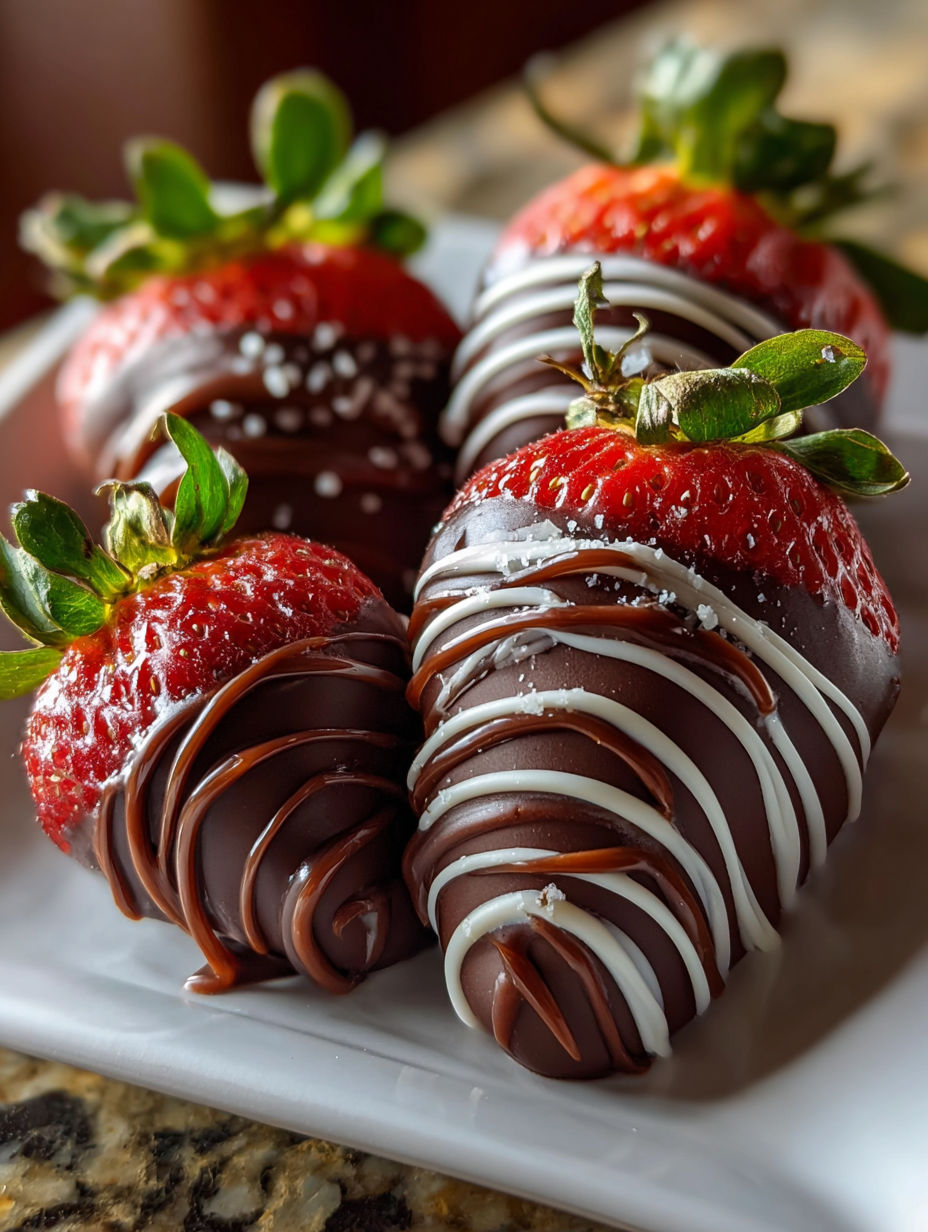 Plate of strawberries covered in chocolate.