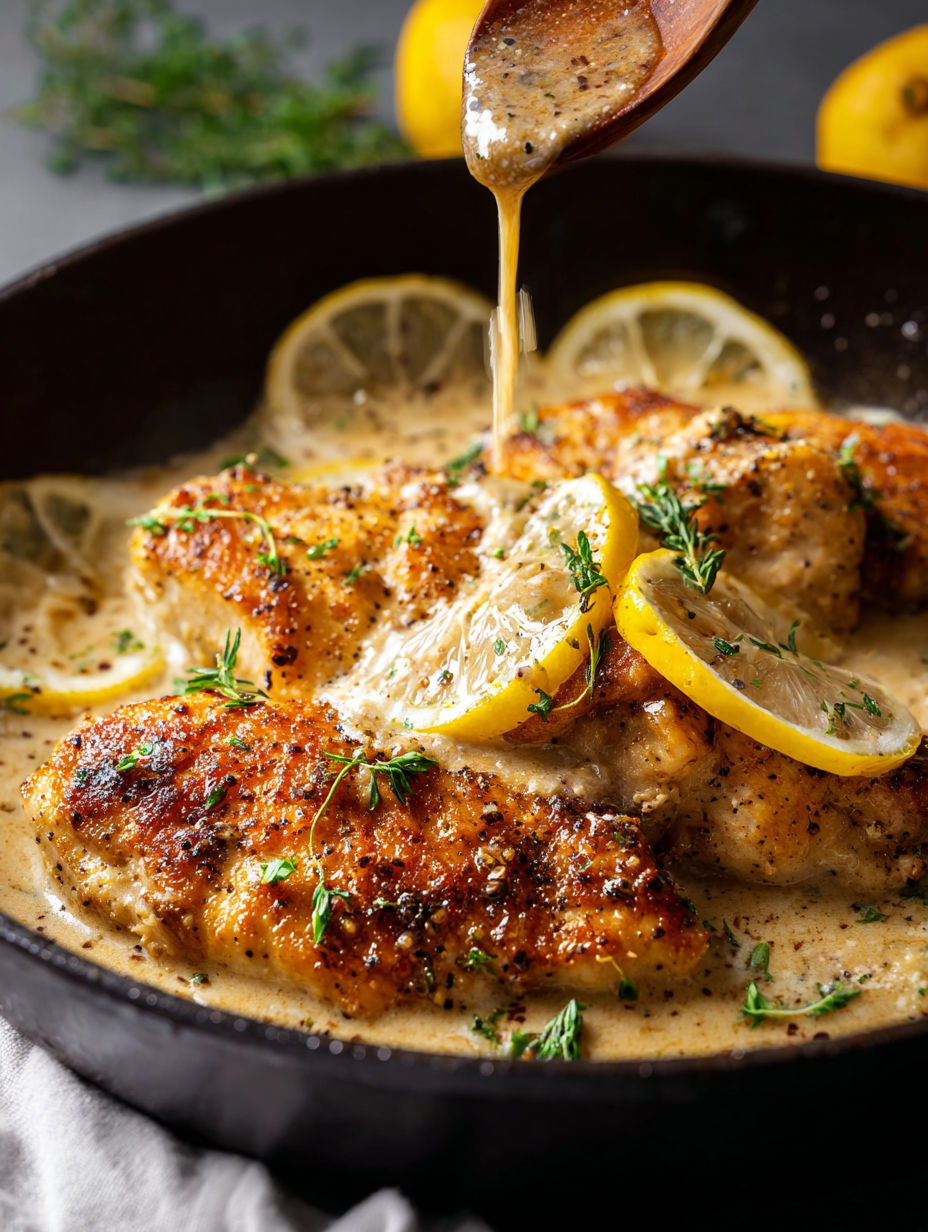 Lemon Pepper Chicken with a sauce.