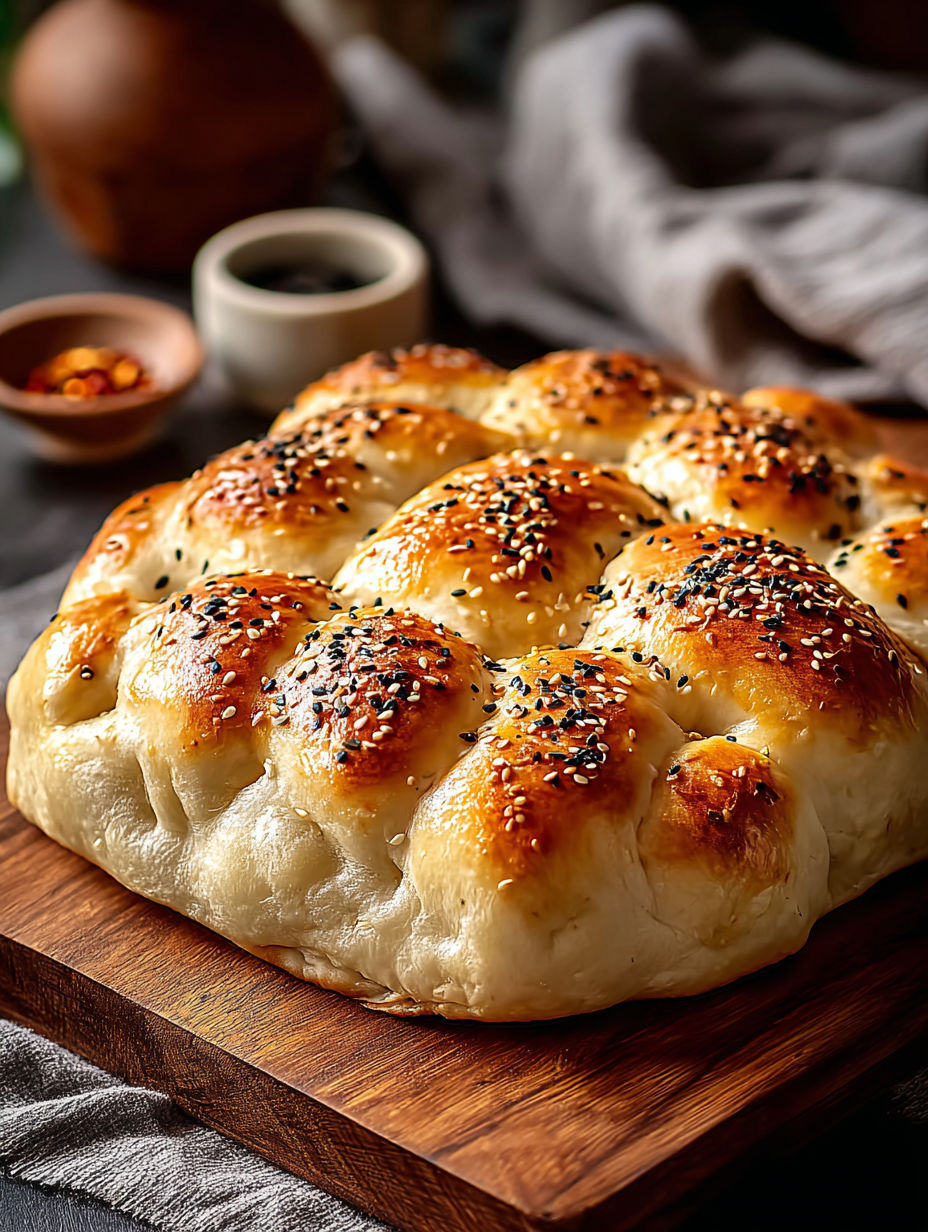 Big piece of Turkish Bazlama bread.