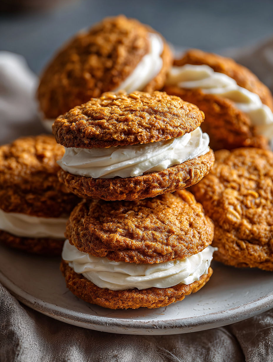 Oatmeal Pumpkin Cream Pies on plate