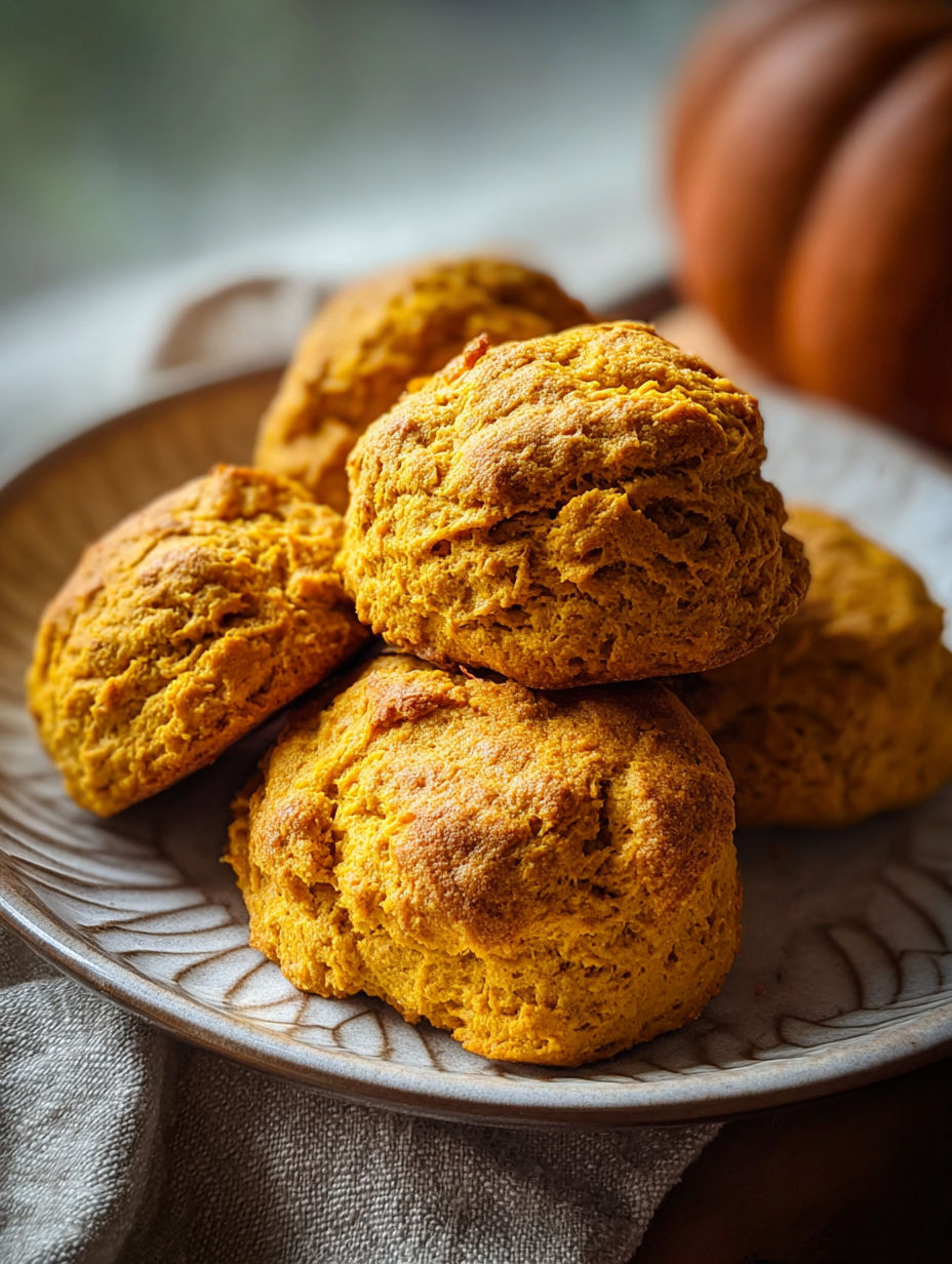 Plenty of soft spiced pumpkin biscuits on a plate