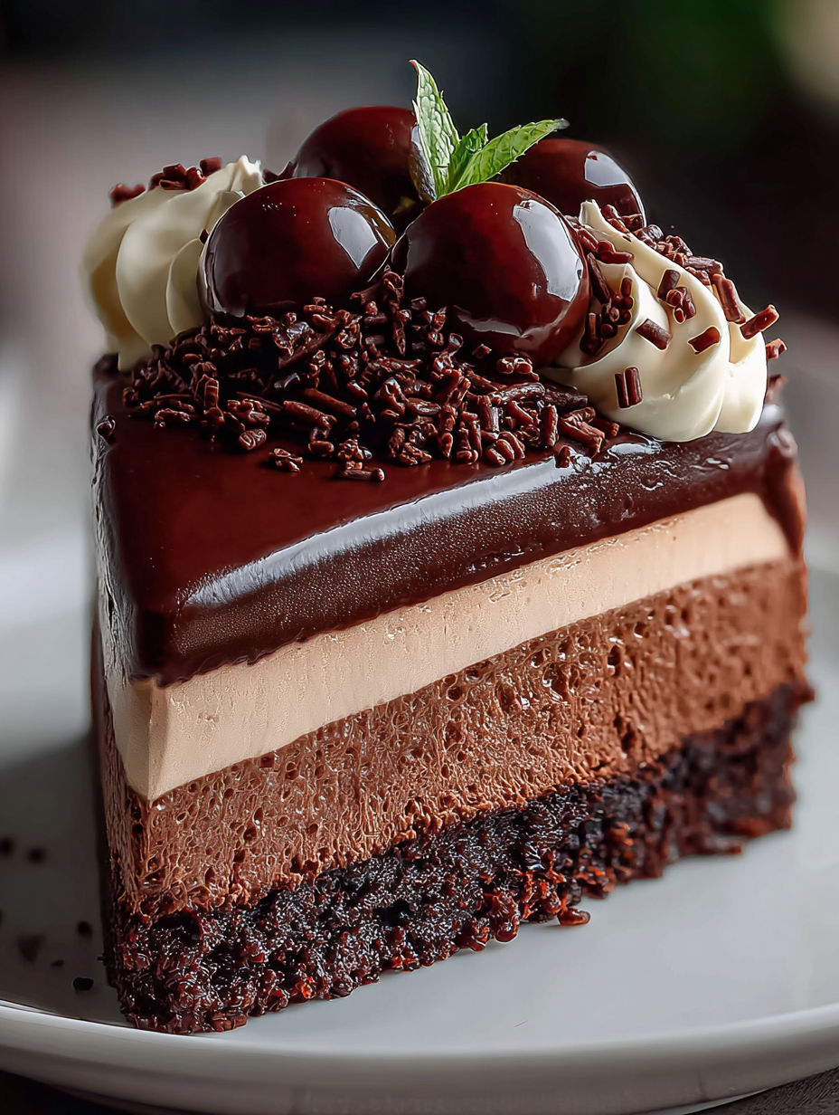 Slice of chocolate mousse cake