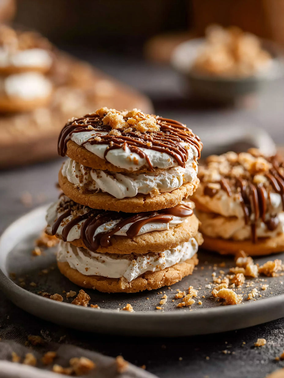 Close-up of banoffee pie cookies.