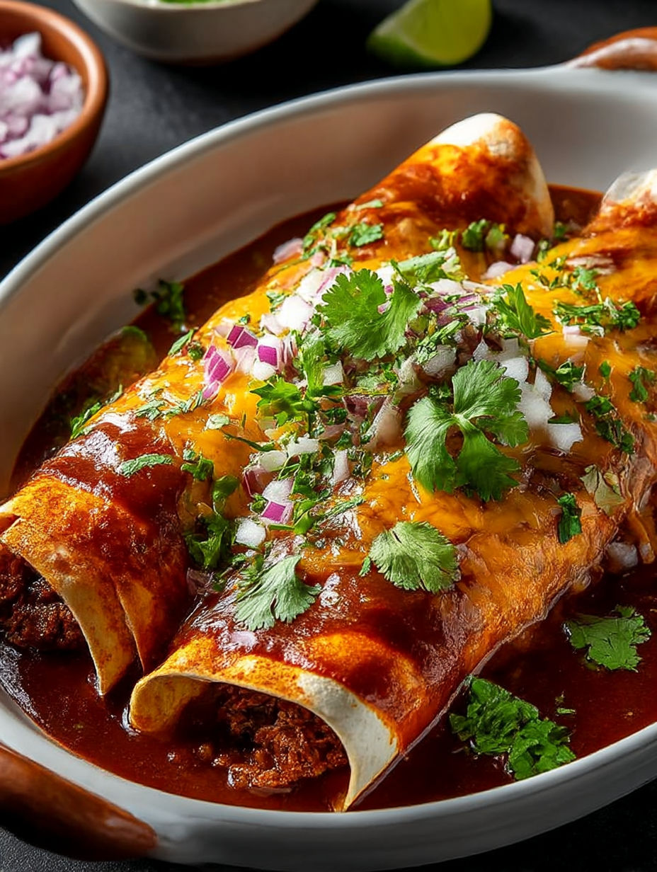 Plate showing a burrito with some onions on the side