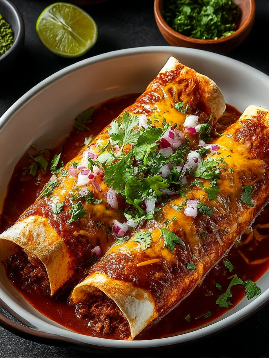 A plate of food with onions and peppers on top.