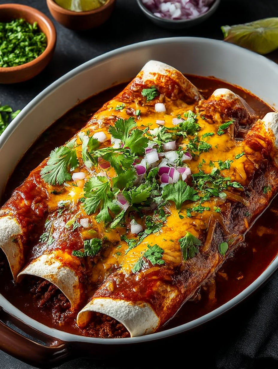 A plate of food with a burrito and onions.