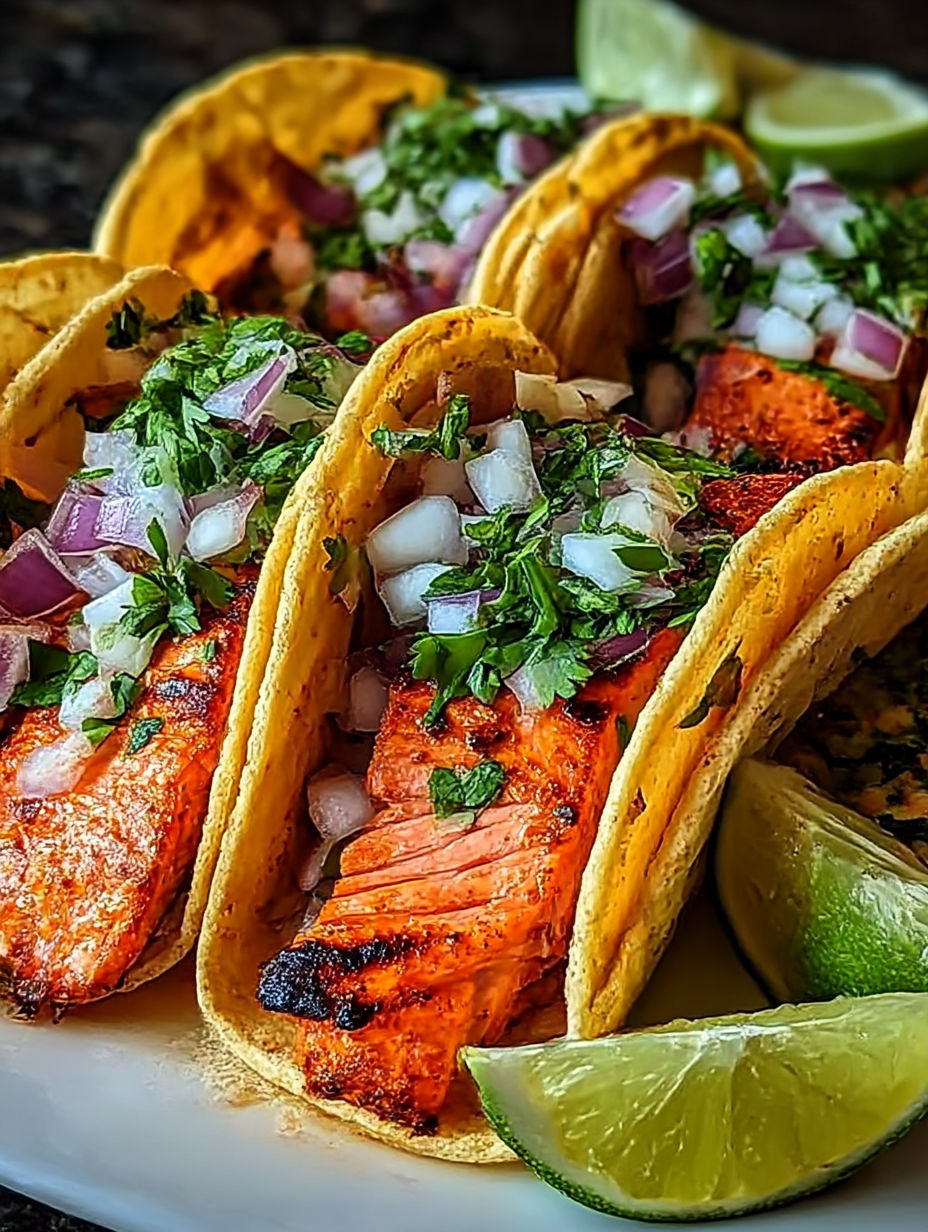Chipotle Lime Salmon Tacos.