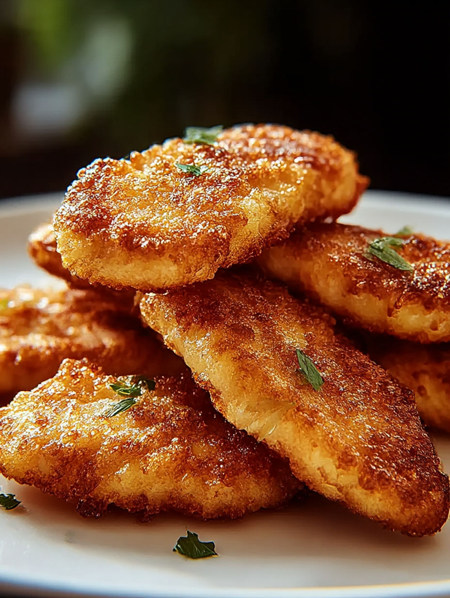 A pile of fried chicken on a plate.