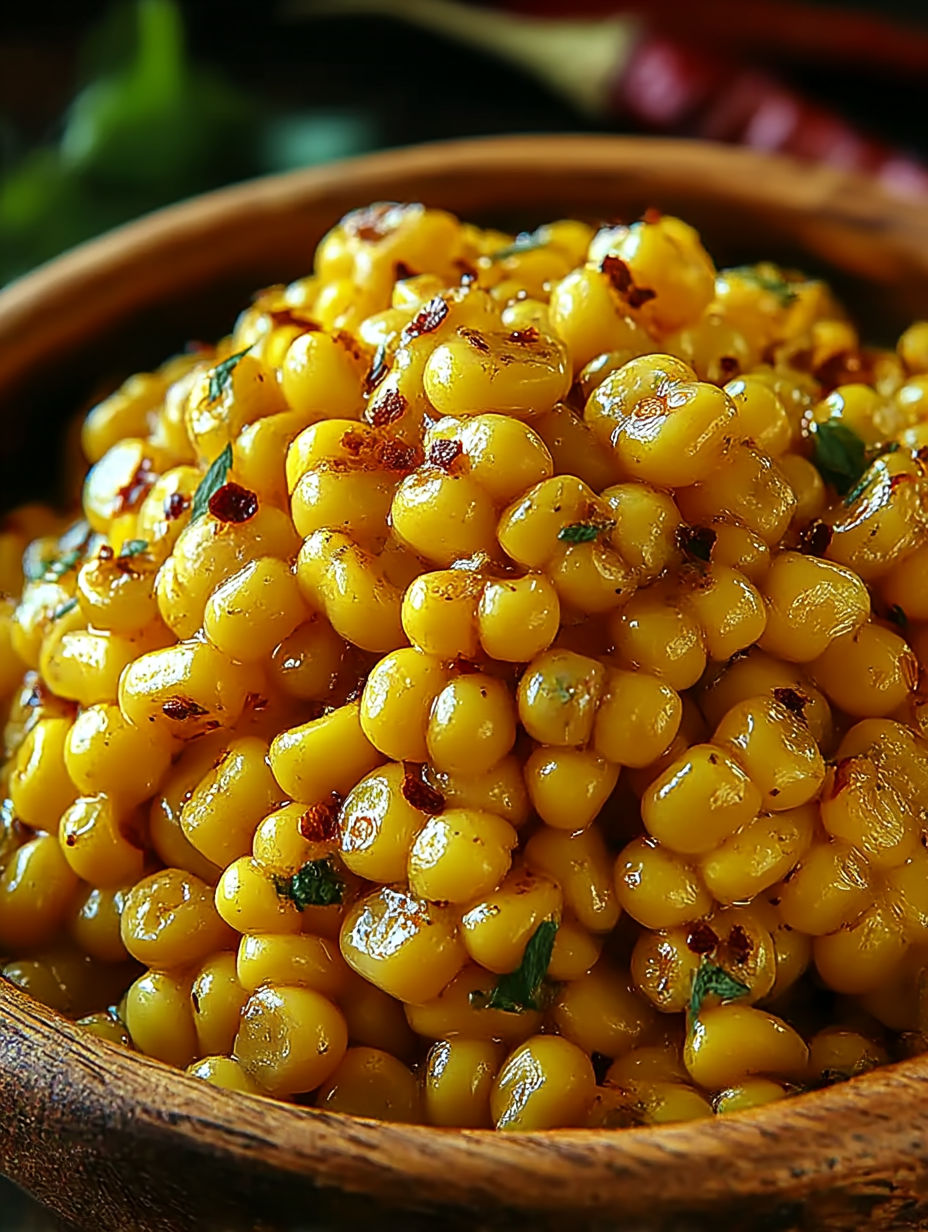 A bowl of corn with butter and honey.