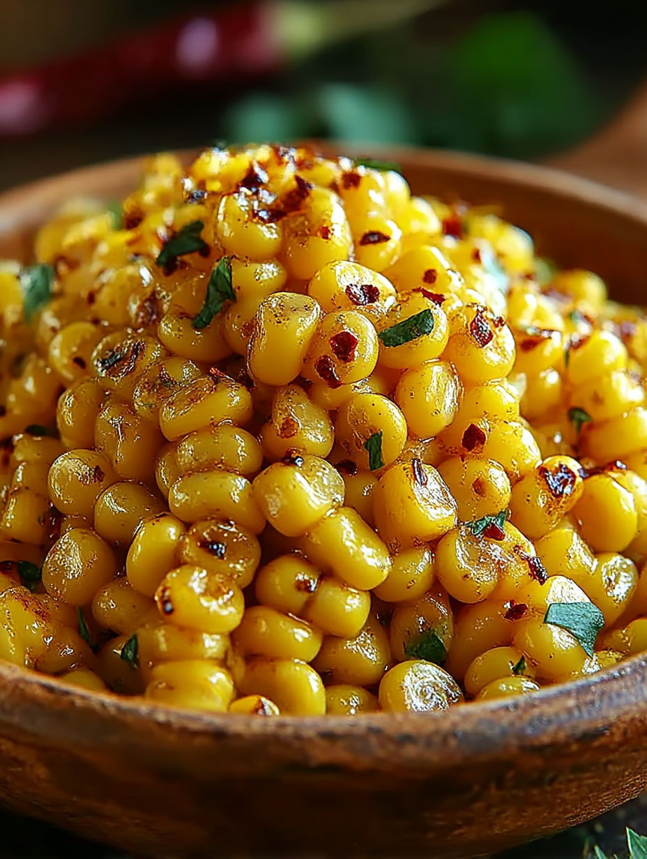A bowl of corn with butter and honey.