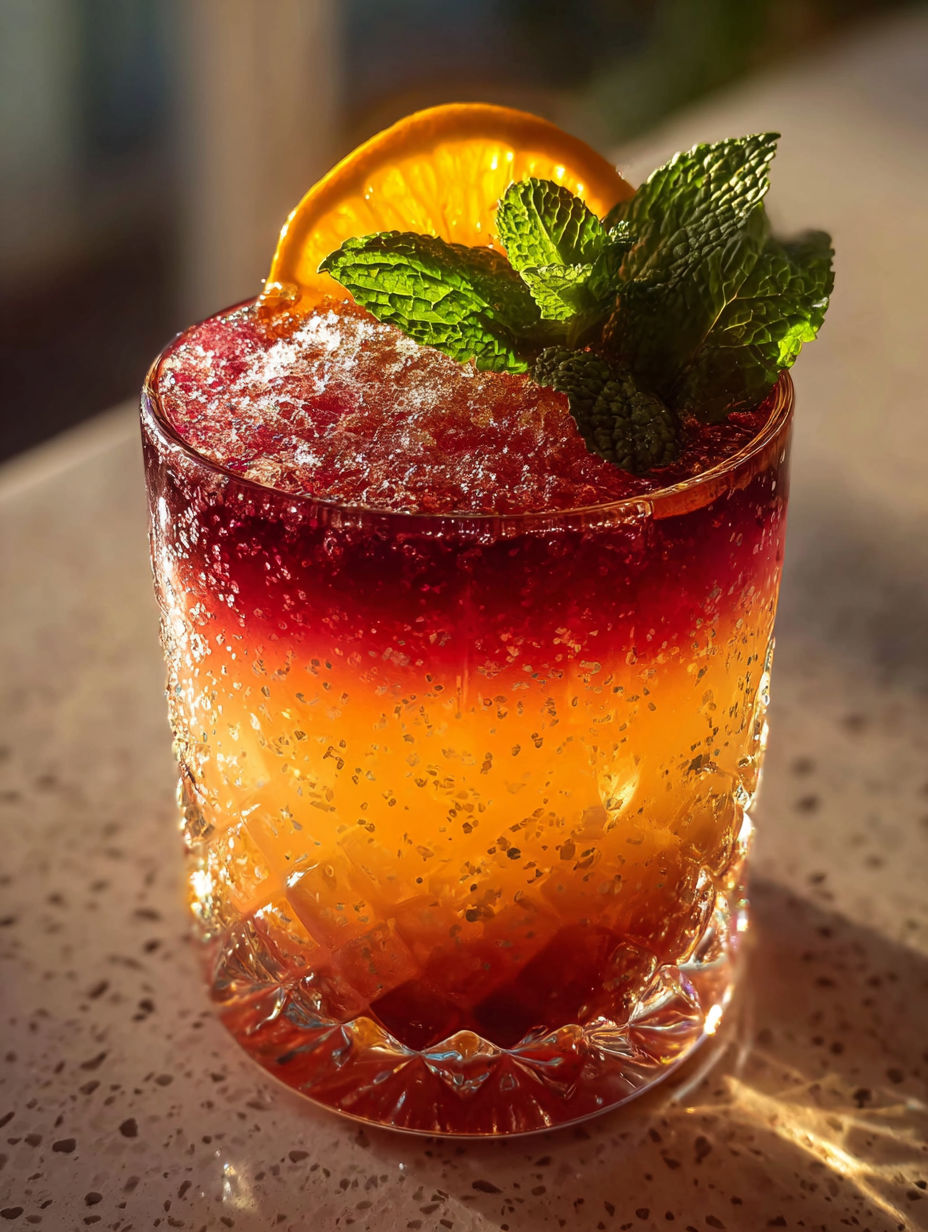 A non-alcoholic drink with a slice of orange on top.